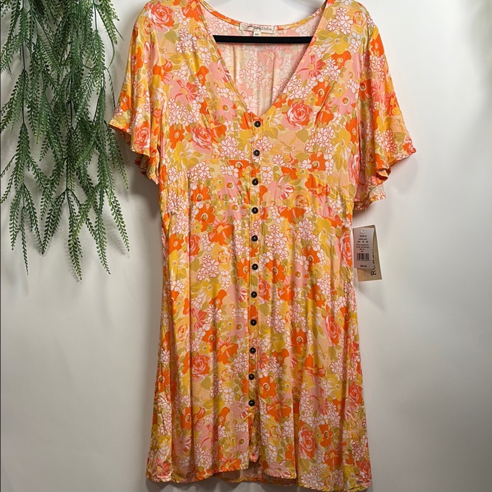 Rewind Vibrant Orange and Pink Mini Dress